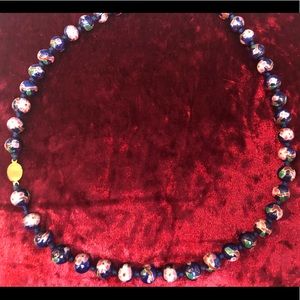 Marble blue design and gold necklace